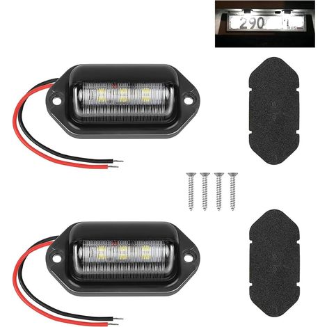 2 x LED License Plate Lights for Vehicles, 12V/24V Waterproof 6SMD Ultra Bright Rear Lights, LED License Plate Compatible for Trucks, Motorcycles, Caravans, Trailers (1/5)