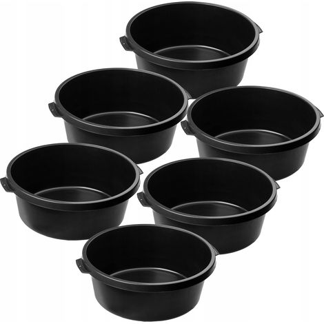 KADAX Schale aus Kunststoff, runder Schüssel, Putzeimer, Schwarz, 14 L, 6 Stück (1/5)