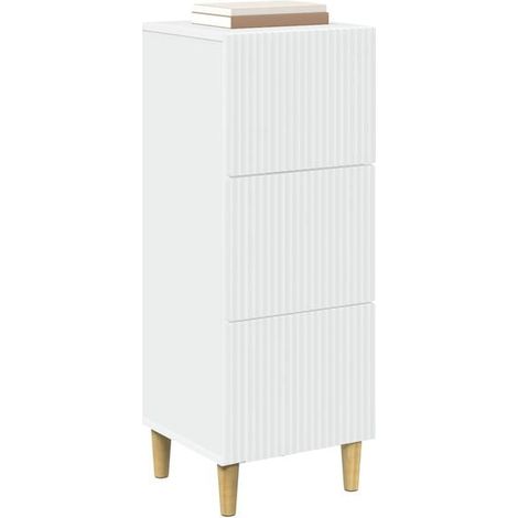 Commode 3 Tiroirs en Bois d'Ingénierie, Meuble de Rangement Blanc 33 x 34.5 x 90 cm, Armoire de Chevet Moderne pour Chambre et Salon (1/5)