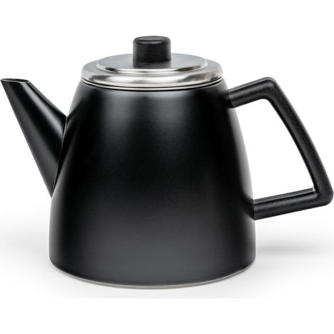 Bredemeijer Tetera pequeña negra de 1,1 litros, de acero inoxidable, doble pared, con filtro de té, para disfrutar del té durante más tiempo