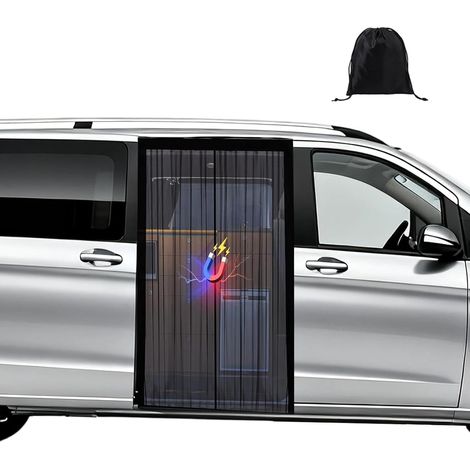 (150x110cm) Moustiquaire magnétique pour Van,Universelle Moustiquaire pour Porte latérale Filet d'ombrage de Porte Latérale Camping für Mercedes Vito,Volkswagen Transporter und California (1/5)