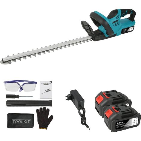 Taille-haie électrique, lame en acier à haute teneur en carbone, design sans fil, Avec 2 batteries (1/2)