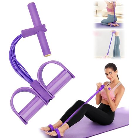 Bande de Résistance Musculation 6 Tubes avec Pédale – Élastique Sport Maison Fitness, Extenseur Élastique avec Poignées Antidérapantes pour Abdominaux et Entraînement Complet (1/5)