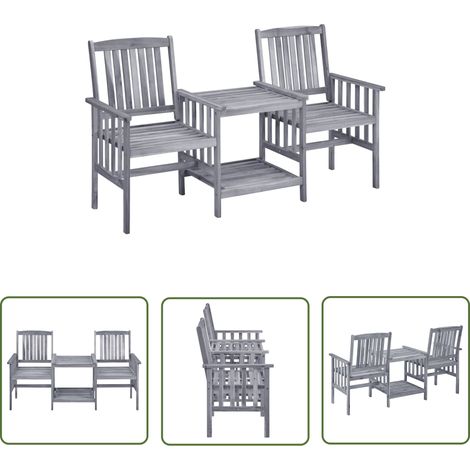 The Living Store Gartenstühle mit Teetisch 159x61x92 cm Massivholz Akazie - Gartensitzgruppe - Gartenmöbelset - Esszimmer Im Freien - Holzsessel - Gartentisch (1/5)