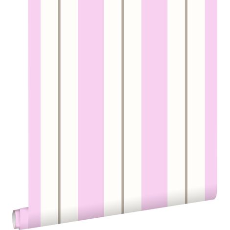 papier peint à rayures rose et marron - ESTAhome (1/5)