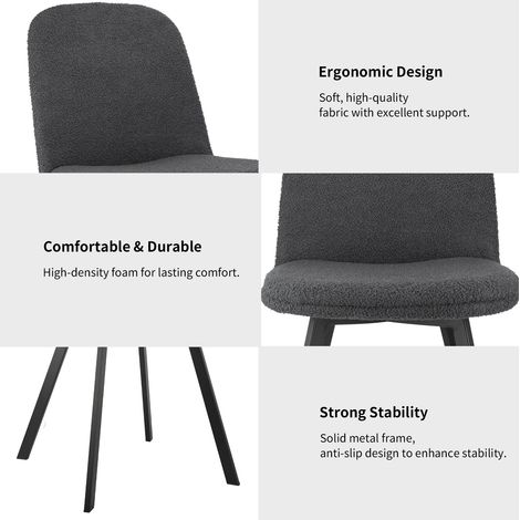 MEUBLIV Juego de 2 sillas de comedor 44x41x84 cm gris oscuro – estructura metálica (1/5)