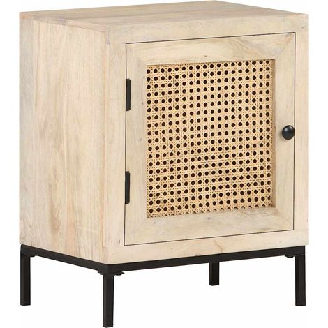 Table de chevet Adulte, Table d'appoint 40x30x50 cm Bois de manguier et canne naturelle SH937 (1/4)