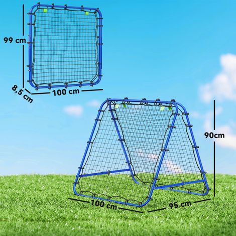 Mur de rebond double face pour le football, réglable sur 5 angles, but de rebond 100 x 68-95 cm pour jeunes, mur de rebond pour l'entraînement au handball, bleu (1/5)