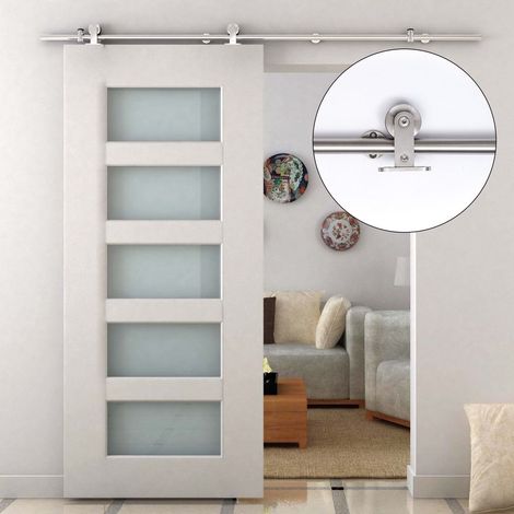 Argent 2,5x200 cm - Kit de quincaillerie en acier inoxydable conçu pour l’installation de porte coulissante Ø