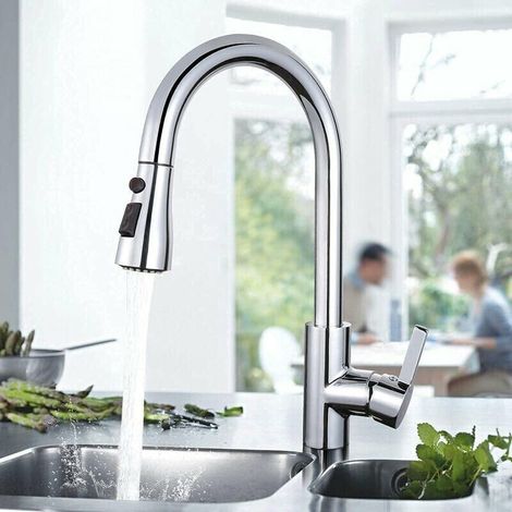 360° Rotating Kitchen Faucet with Pull-Out Sprayer, Sink Faucet with 3-Jet Regulator - DAKF3F THSIDNE (1/5)