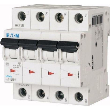 Interruttore magnetotermico Eaton 32A 4 poli 6KA curva C 4 moduli 239221 (1/3)