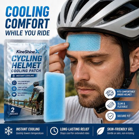 Die KineShineX Fahrradhelm-Kühlpads bieten eine kühle, komfortable Passform für Outdoor-Radtouren und sommerliche Kühlung. (1/4)