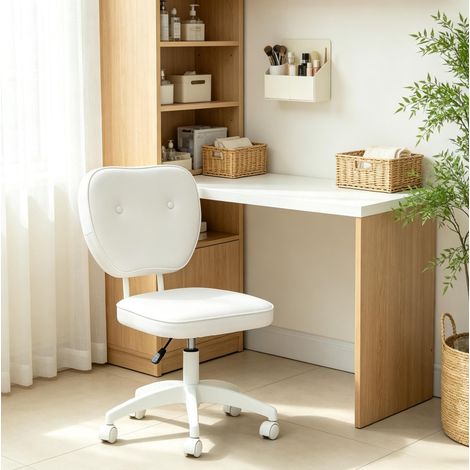 Silla de oficina blanca giratoria y regulable en altura 46 x 59 x 82-92 cm OKWISH (1/5)