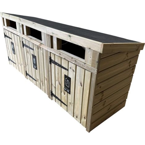 Triple Commercial Bin Store for Outdoor Use - L218 x W65 x H93 cm
