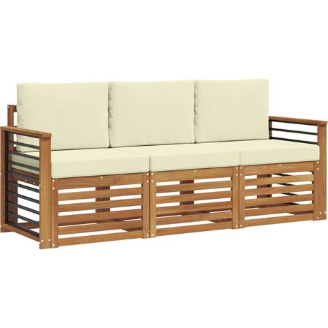Ensembles de canapés avec coussin 3 pcs Salon de jardin Naturel et Crème (1/5)