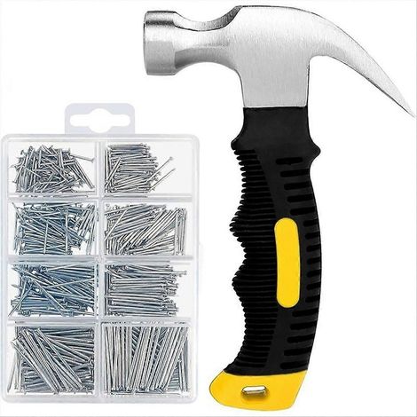Kit d'assortiment de clous et petit marteau, clous pour accrocher des tableaux (1/5)
