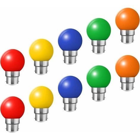 Ampoules baïonnette B22 - Paquet de 10 ampoule LED Feston 3W (équivalent 30W), ampoule écoénergétique écoénergétique colorée Couleur, petites ampoules de Noël BC Cap (1/4)
