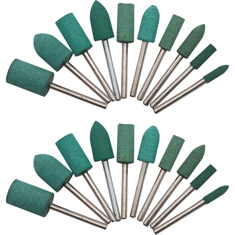 MidLove 20-teiliges Set zylinderförmiger Gummipolierbohrer, für Polierwerkzeuge und elektrische Bohrmaschinen, 3 mm, Grün (1/5)