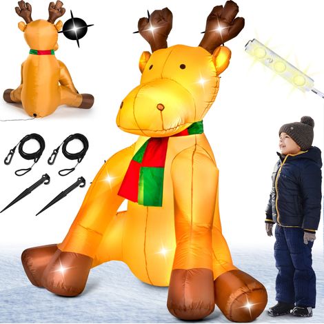 Renne de Père Noël Gonflable décoration noël Intérieur Extérieur IP44 6 LED 170x130x180cm Pompe électrique Incluse (1/10)