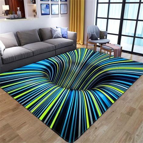 JSSEVN - Visual Illusion Rug, Three-Dimensional Vortex Rug, 3D Swirl Print, Optical Illusion Rug, Vortex Rug for Kitchen Floor Hallway