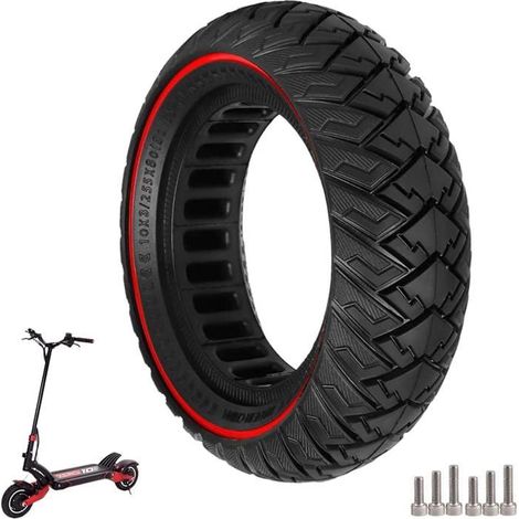 10 x 3/255 x 80 (80/65-6) Pneu Plein, 10 Pouces Pneus de Remplacement pour Joyor Y8-S/KuKirin G2 Max/Kugoo M4 Pro Rouge (1/5)