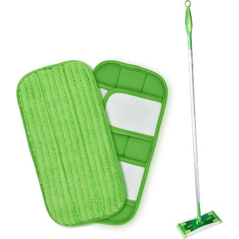 Passend für den Swiffer Sweeper Flachwischer, den Nass- und Trockenwischkopf, 30 cm (12 Zoll) Wischmopp-Zubehör, 4-teiliges grünes Set