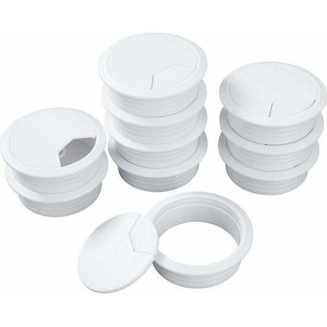 Fil de Câble de Bureau Blanc Passe-Câbles Cordon à Œillets en Plastique pour Ordinateur de Bureau Pc 60mm 10 Pièces,-Versailles (1/4)