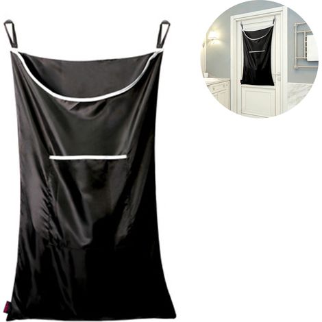 Sac à linge Oxford résistant, panier à linge à suspendre à la porte avec crochets, pour salle de bain, rangement, mur, placard, 75 x 50 cm (1/5)
