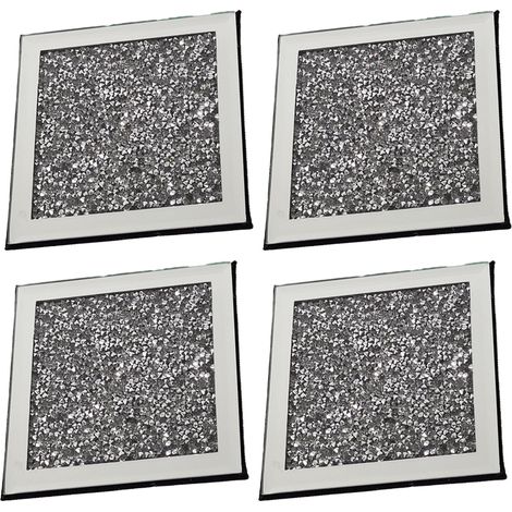 Dessous de verre miroir, dessous de tasse décoratif en diamant concassé pour table de restaurant, cuisine, bar ou salle à manger (1/5)