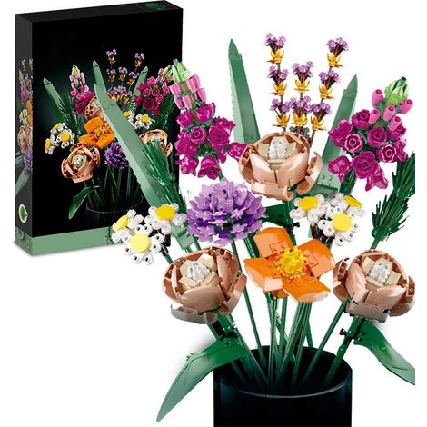 Bouquet de Fleurs Roses Romantique en Briques de Construction 10280, Décor de Plante pour Bureau Maison, Jouet Assemblage Créatif, Cadeau pour Fille et Femme (Boîte d'Origine)