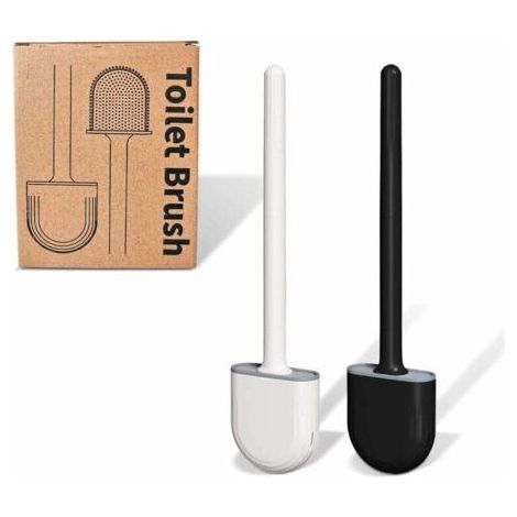 Brosse WC Toilette Silicone Plate Paquet de 2, Balai WC et Supports, Brosse Balayette Wc Suspendu, Séchage Rapide Kit de Brosse Nettoyage de Salle Bain