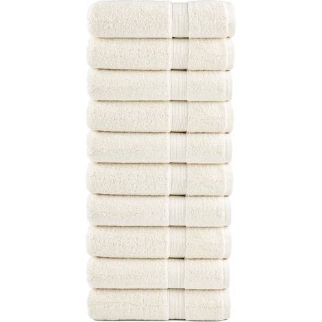 Serviettes de bain haut de gamme SOLUND, lot de 10, couleur crème, 100 x 150 cm, 600 g/m² (1/5)