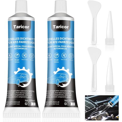 Pate a Joint Carter, 100ml x 2 Tubes Colle a Pare Brise Voiture, Colle Carrosserie Voiture Noir, Silicone Haute Temperature Adapté au Scellement des Carrosseries et Autres pièces Automobiles (1/5)