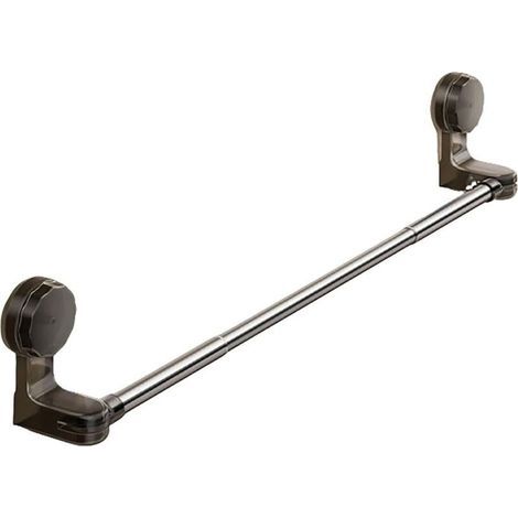 Barra para toallas extensible con ventosa, de 11,8 a 23,6 pulgadas, de acero inoxidable negro (negro) (1/5)
