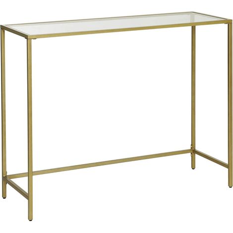 Tavolo consolle tavolo da ingresso 100 x 35 x 80 cm tavolino piano in vetro temperato robusta struttura in metallo piedini regolabili per soggiorno ingresso corridoio oro 120007520