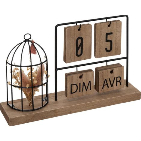 Calendrier en Bois "Preston" 29cm Naturel (1/4)
