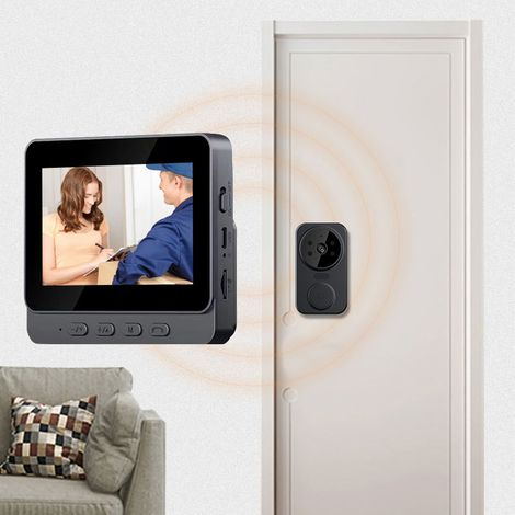 Belle de porte d'intercom visuel Vision nocturne infrarouge Type C 2.4GHz WiFi 2 voies Voix 480P haute fidélité large angle lentille Belle de porte vidéo sans fil (1/5)