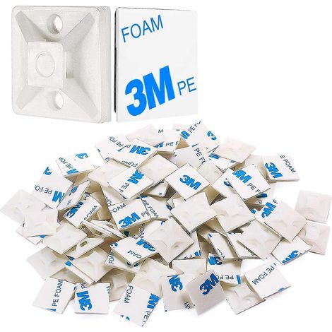 Lot de 100 attaches de câble autocollantes 3/4" blanches-AquaForge (1/5)