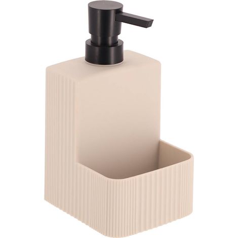 Distributeur de liquide vaisselle avec porte-éponge strié 480 ml naturel - Tendance (1/4)