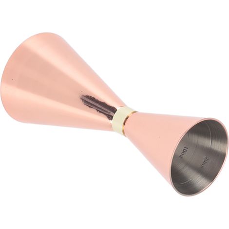 Set de 2 doseurs japonais en acier inoxydable, forme conique, 30-60 ml, finition cuivrée, jigger à anneau doré (1/5)