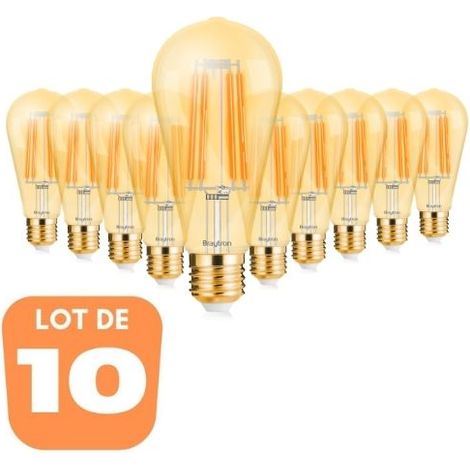 Lot de 10 ampoules LED ST64 filament 6W E27 2200K Dimmable (1/4)