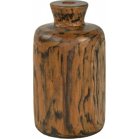 Vase décoratif H. 18 cm en bois de teck massif - HERA M (1/5)