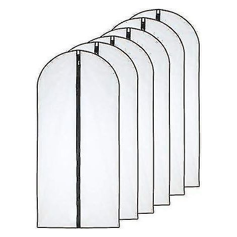 Sacs à vêtements antimites 60 x 100 cm (24' x 40') noirs, respirants, transparents, fermeture éclair intégrale, pour le rangement des vêtements (lot de 6) (1/5)