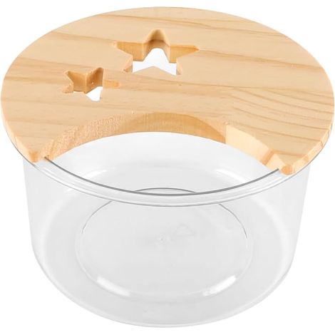 Bac à Sable pour Hamster, Douche en Acrylique et bac à litière avec Couvercle en Bois pour Cochon d'Inde, Tamia ou Autres Petits Animaux (1/5)