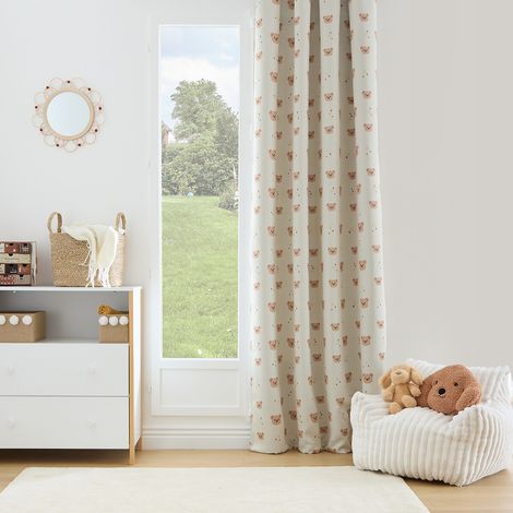Rideau occultant enfant à œillets motif ourson Beige 140x260 cm (1/4)