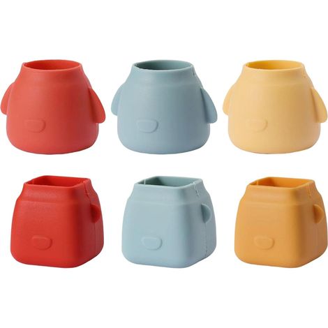 Bottes de table en silicone mignonnes, petites carrées rouges, 8 pièces x2, antidérapantes et silencieuses (1/5)