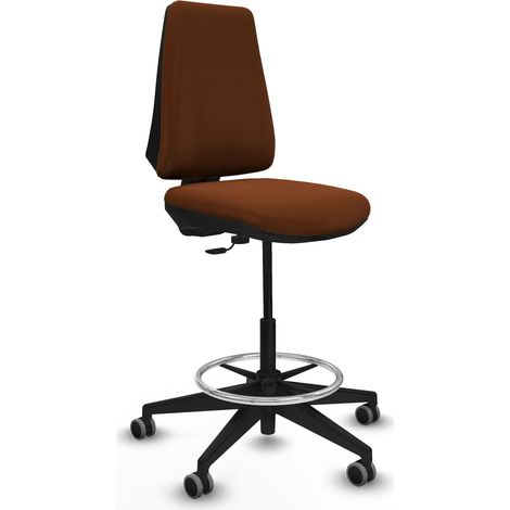 Taburete Elche CP similpiel marrón base piramidal ruedas 65mm engomadas