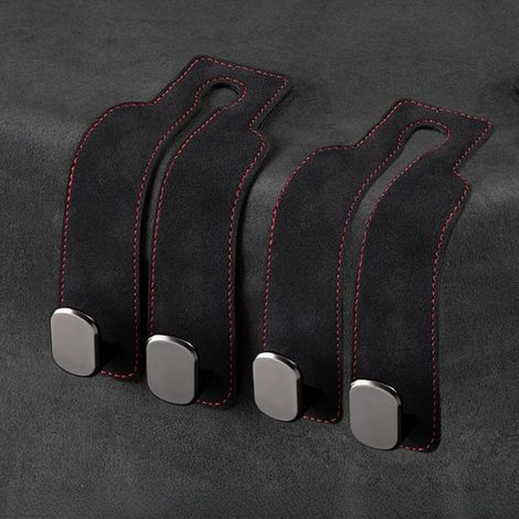 Ganci per seggiolino auto, doppi ganci per riporre oggetti sul retro del seggiolino auto, ganci per poggiatesta auto, ganci per borse da auto e borse a tracolla (2 pezzi, neri) (1/5)