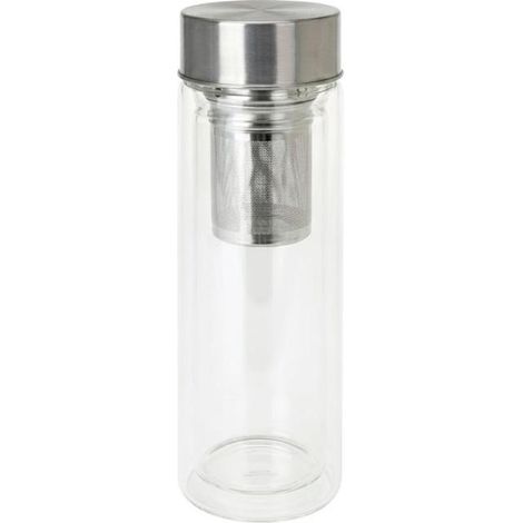 EXCELLENT botella vidrio tapa acero inoxidable + filtro , Botella de vidrio con tapa e infusor de acero inoxidable 300 ml, la opción perfecta para disfrutar de tus tés, infusiones