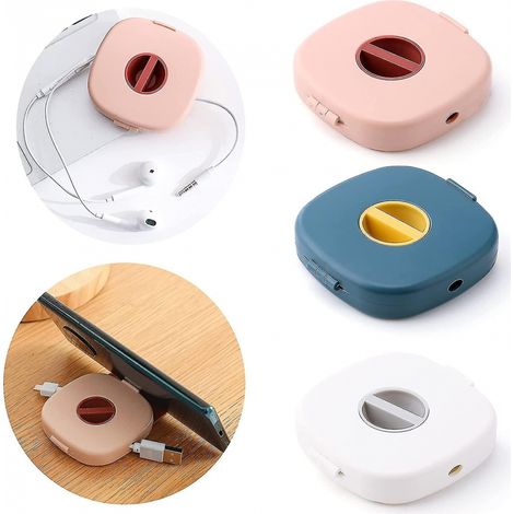 BEBUSINGOTO Organizador de cables compacto de 3 unidades con función de soporte para teléfono para escritorio (1/5)